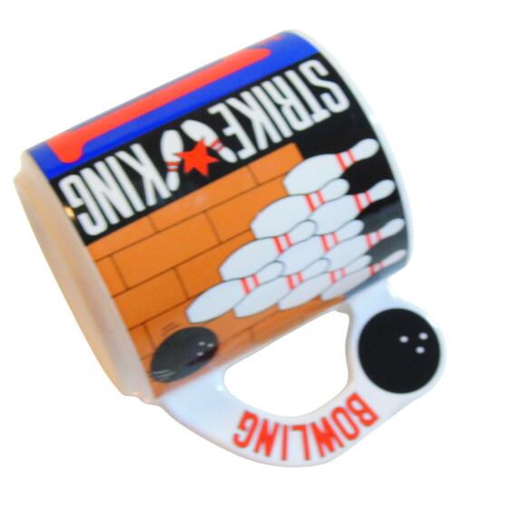 Kato Kogei Bowling Ball Coffee Mug Tea Cup 12oz Bowling League Pins Vtg - Picture 2 of 5